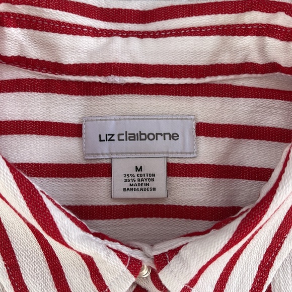 🎪 [Liz Claiborne] Striped Button-down Shirt size M - Picture 3 of 12